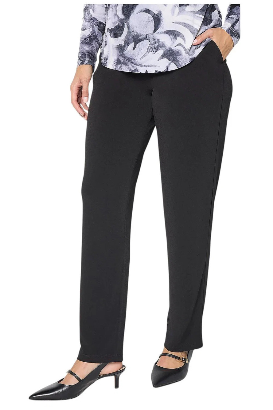 Susan Graver Women's Liquid Knit Pant Black - Petite